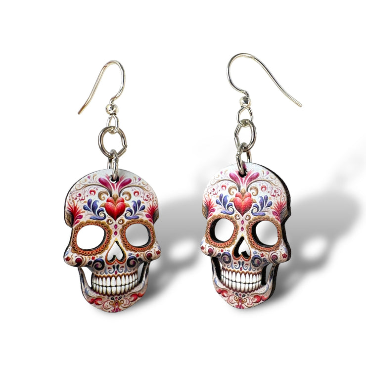 Sugar Skull Heart Earrings 