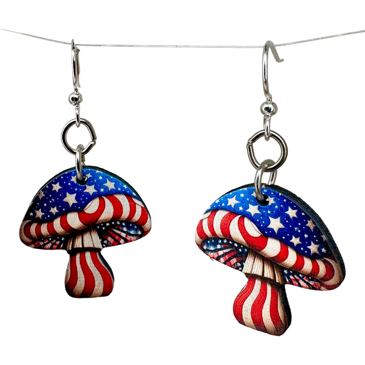 Stars and Stripes Mushroom Earrings 