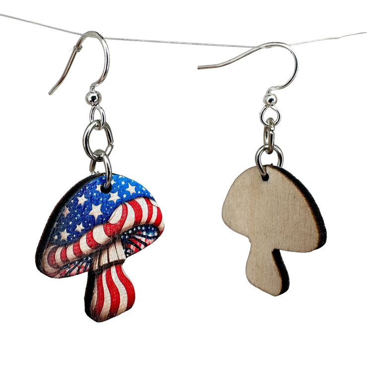 Stars and Stripes Mushroom Earrings 