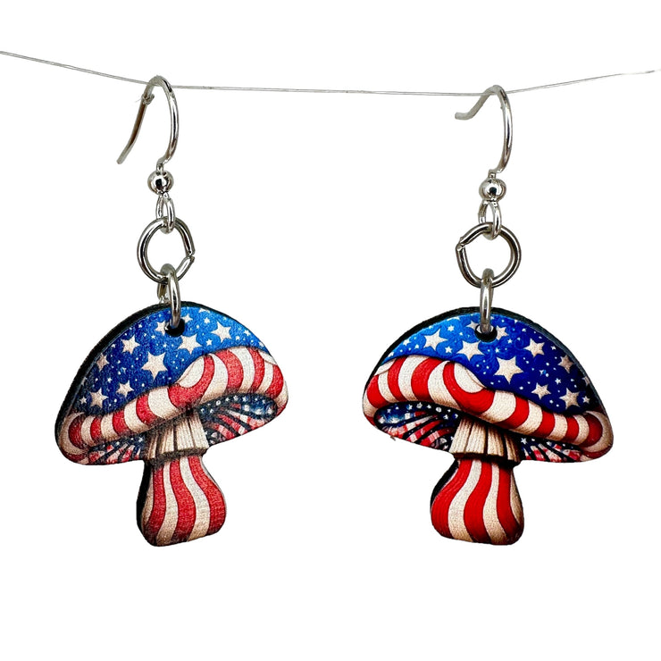 Stars and Stripes Mushroom Earrings 