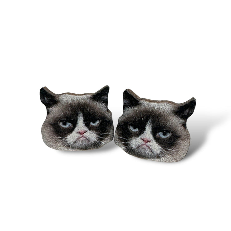 Grumpy Cat Stud Earrings 