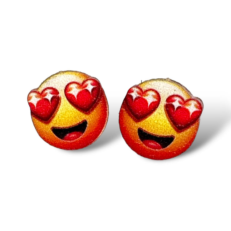 Heart Eye Emoji Stud Earrings 