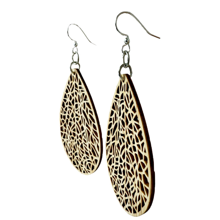 Labyrinth Leaf Bamboo Earrings 