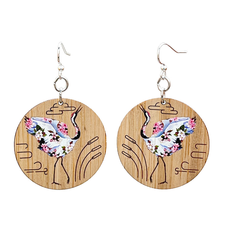 Flowering Crane Bamboo Earrings 