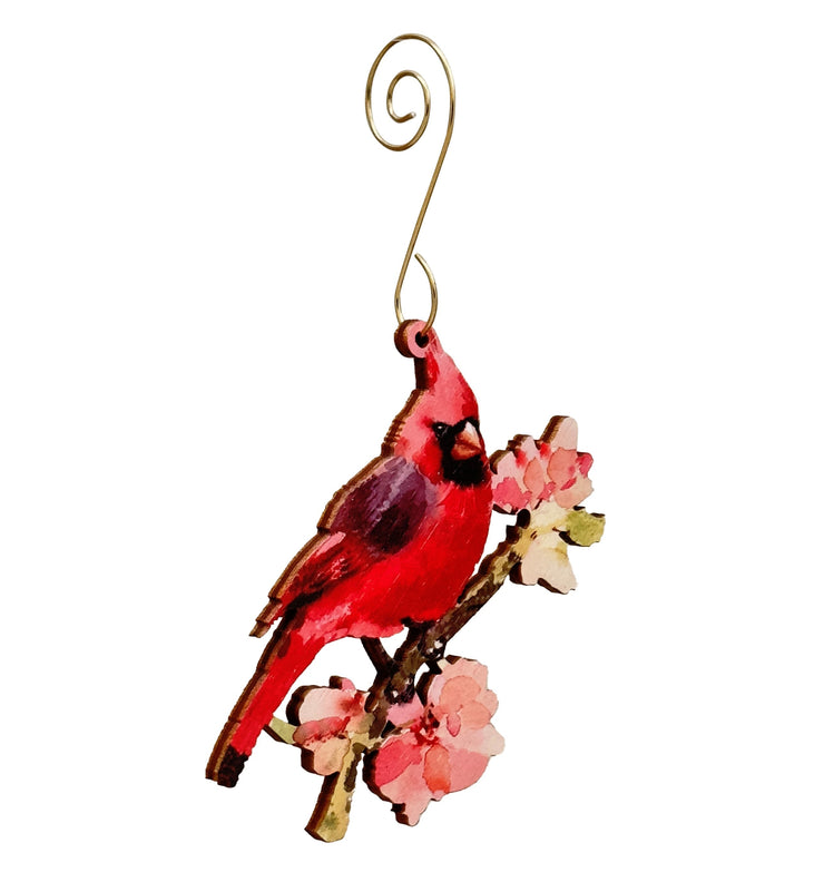 Cardinal on Cherry Blossom Ornament 