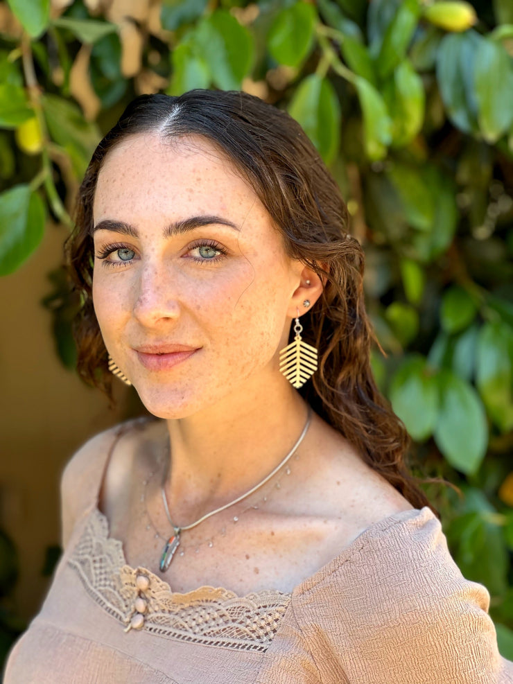 Modern Leaf Bamboo Earrings 