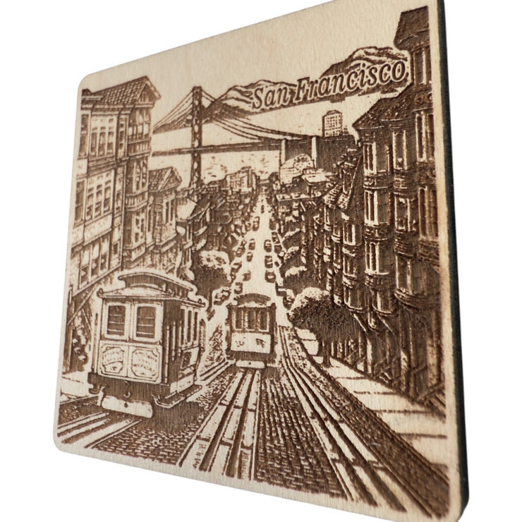 San Francisco Trolley Car Maple Magnet 