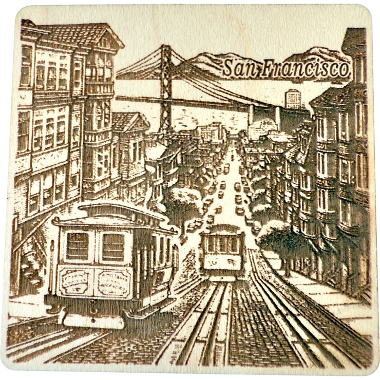 San Francisco Trolley Car Maple Magnet 