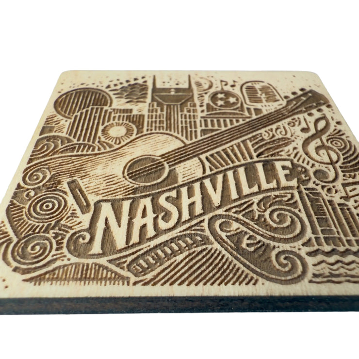 Nashville Music City Guitar Maple Magnet 