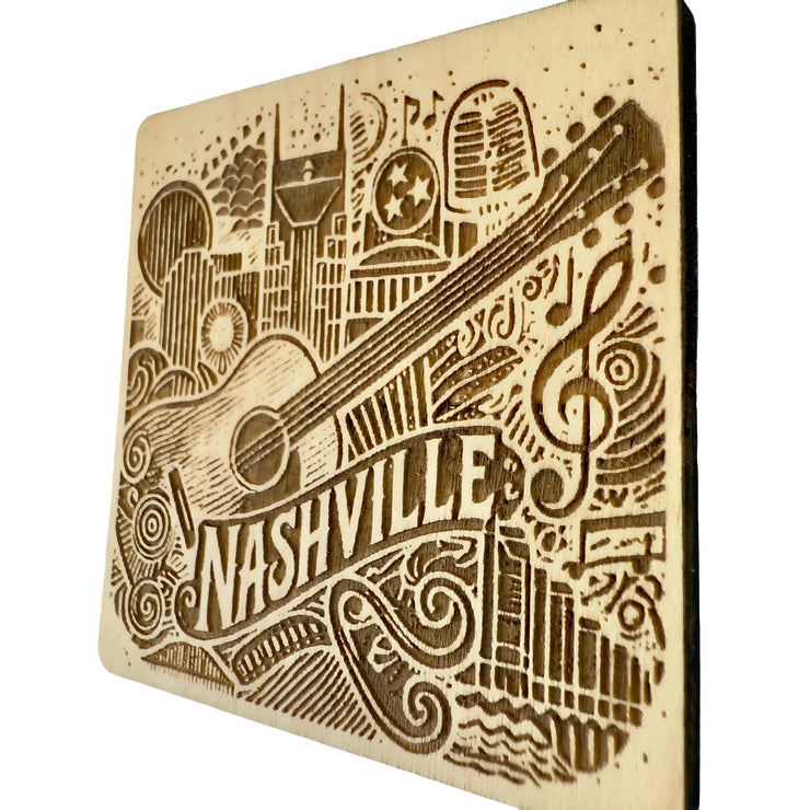 Nashville Music City Guitar Maple Magnet 