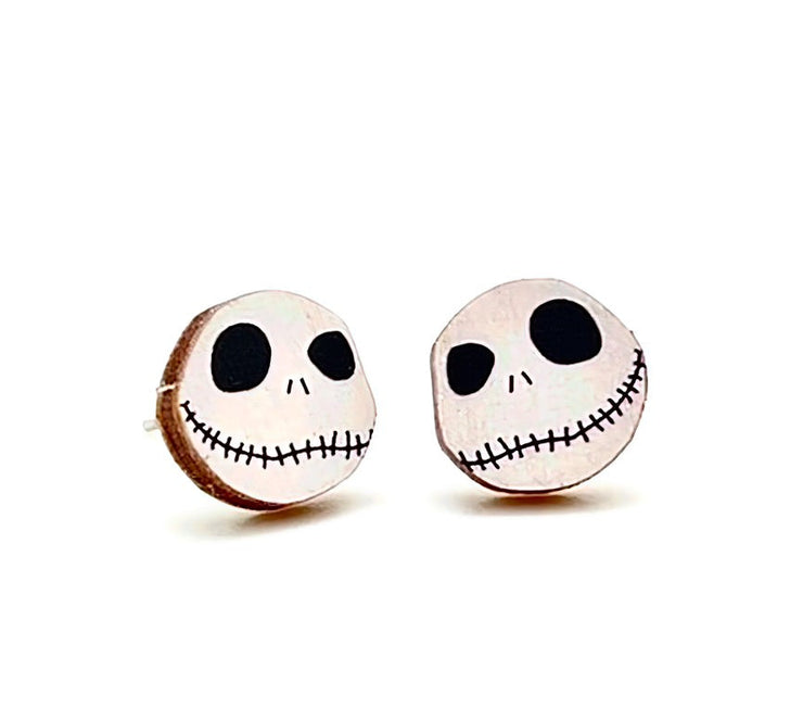 Skeleton Head Halloween Stud Earrings 