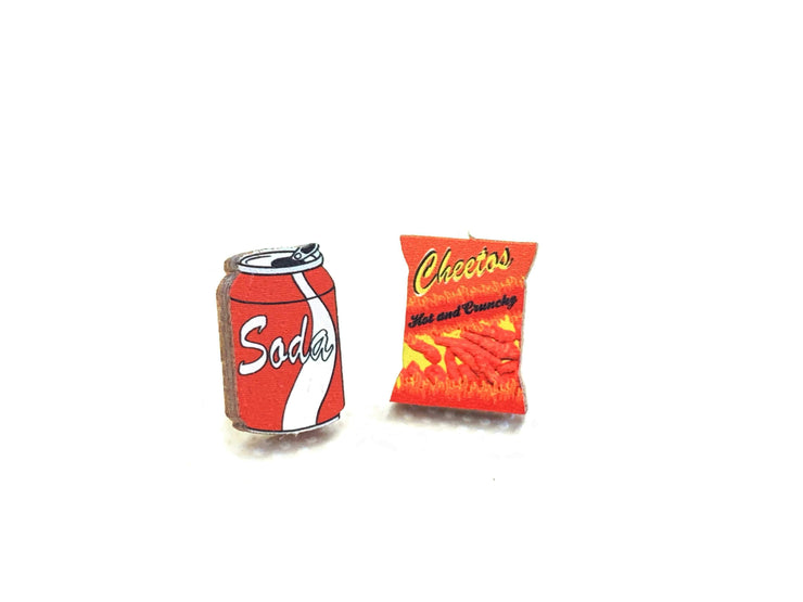 Cheetos & Soda Stud Earrings 